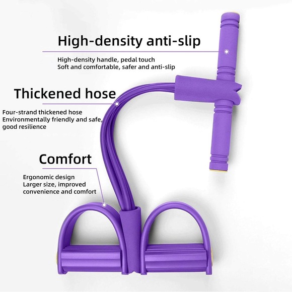 Blue Pedal Resistance Band Fitness Toning Tube Foot Pedal Exerciser - Picture 7 of 10